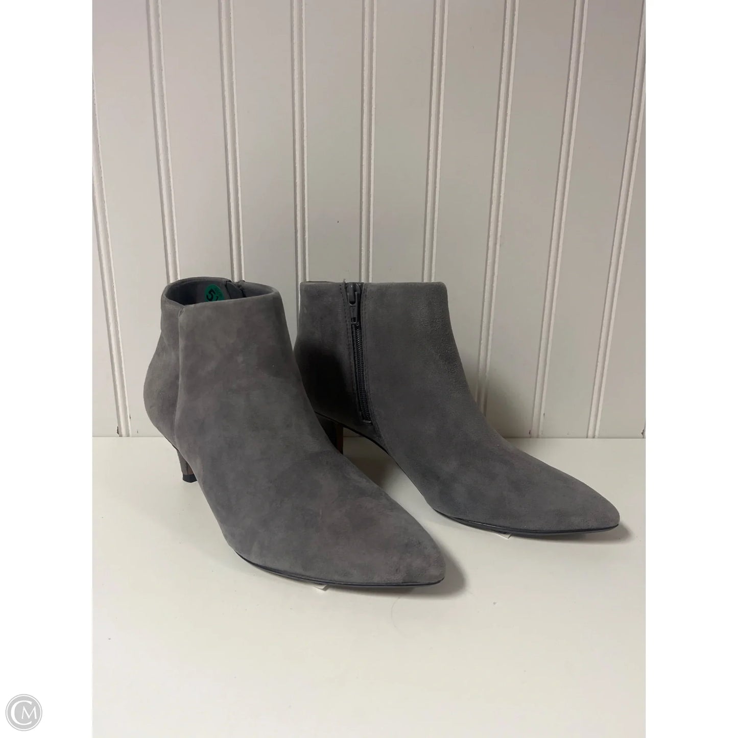 Boots Ankle Heels By Clarks In Grey, Size: 5.5