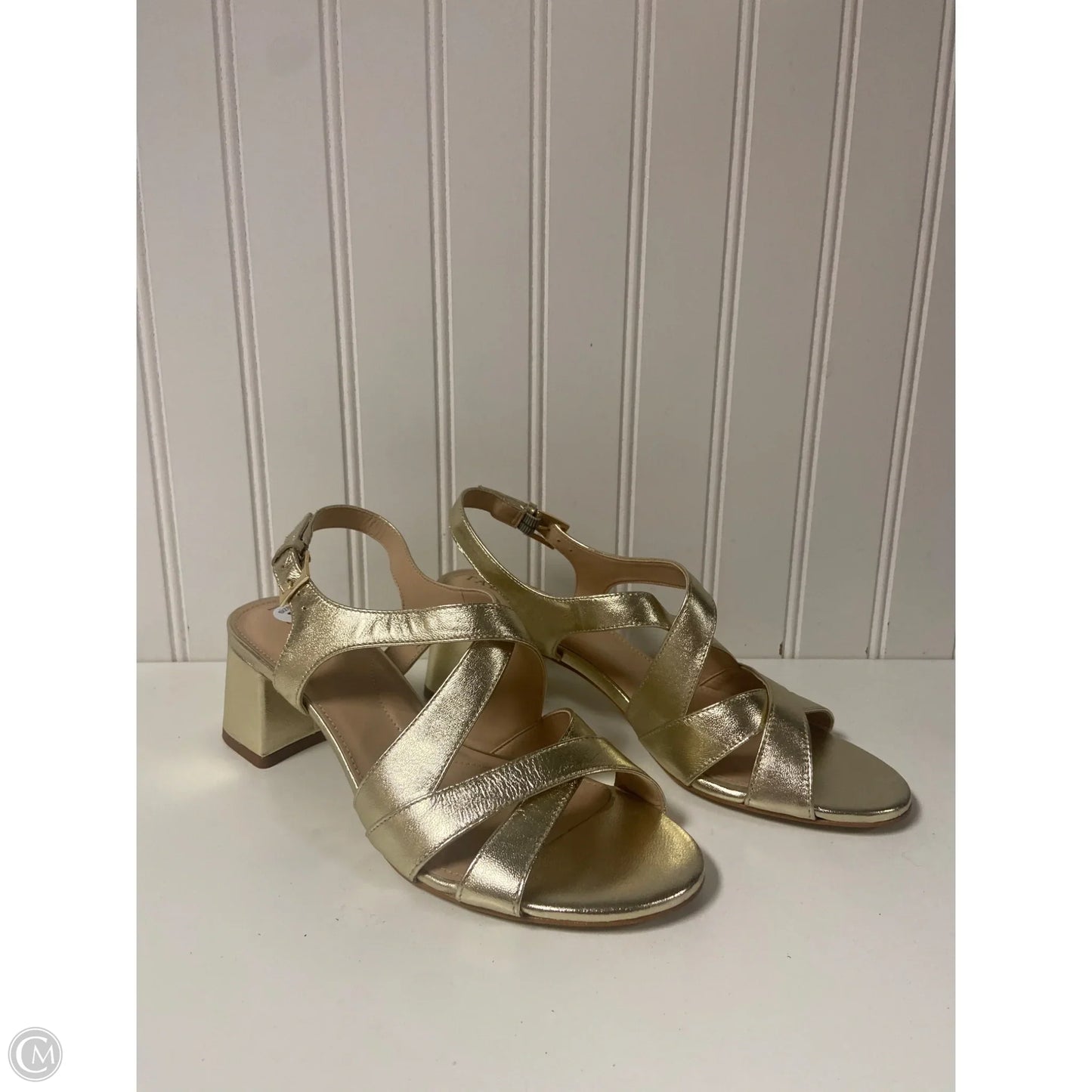 Sandals Heels Block By Talbots In Gold, Size: 7