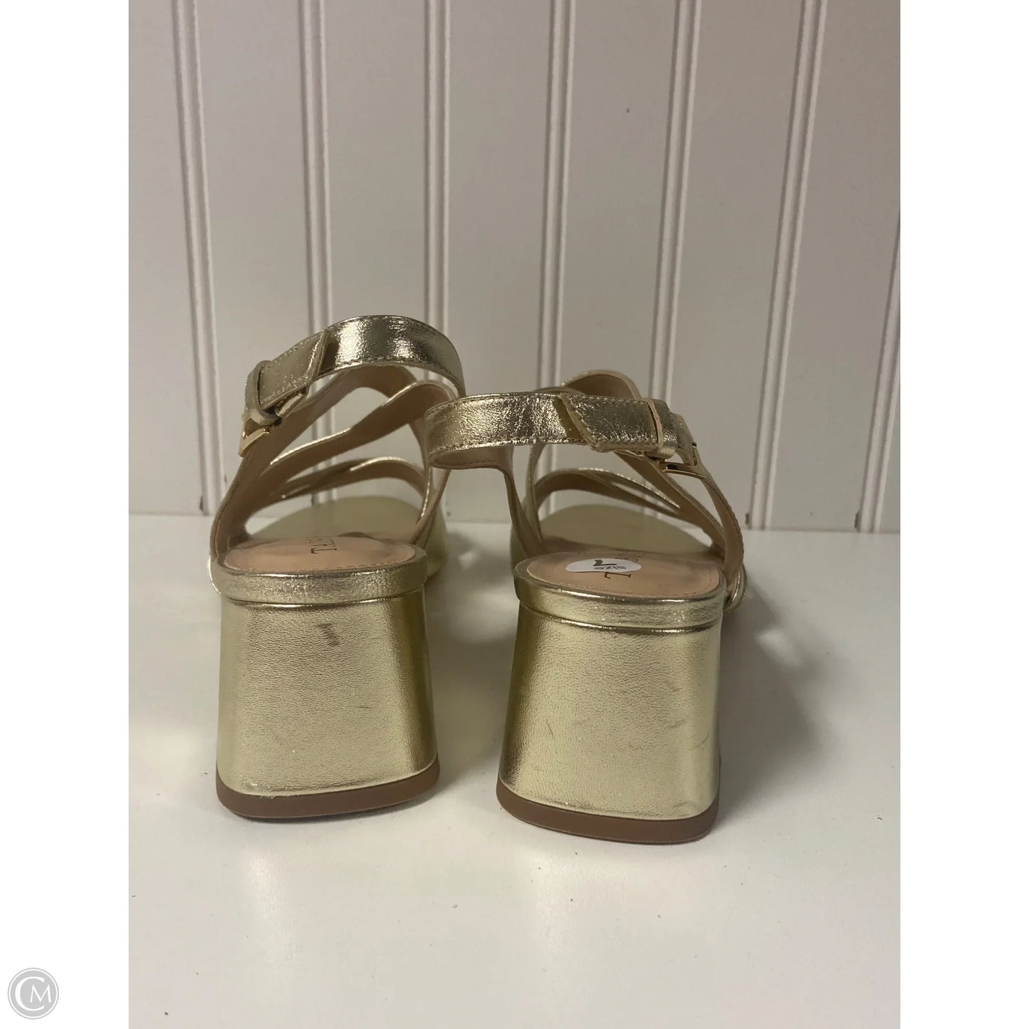 Sandals Heels Block By Talbots In Gold, Size: 7