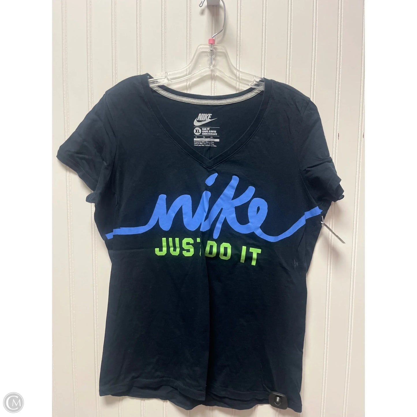 Athletic Top Short Sleeve By Nike In Black, Size: Xl