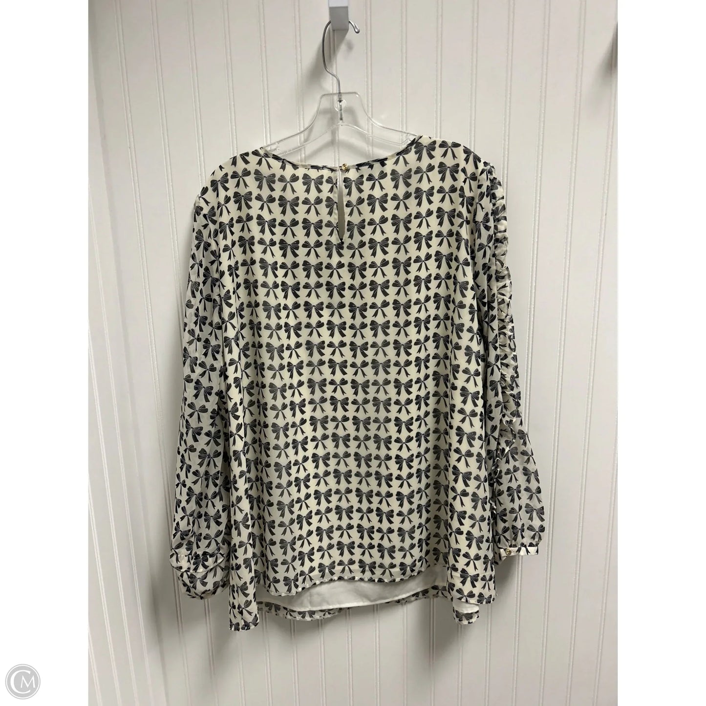 Top Long Sleeve By Talbots In Black & Cream, Size: 2x