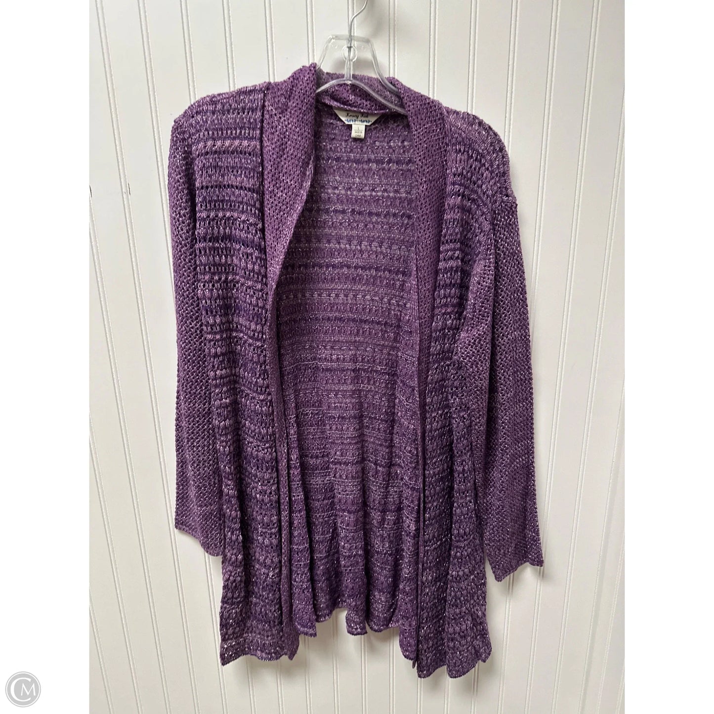 Sweater Cardigan By Krazy Kat In Purple, Size: L
