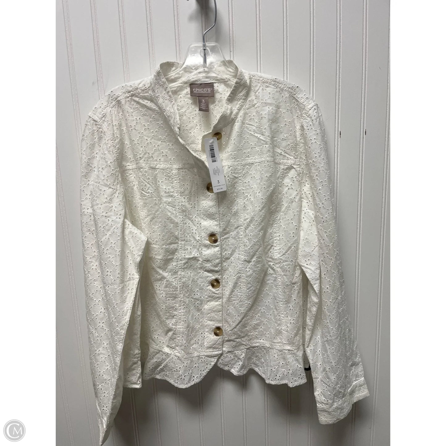 Jacket Shirt By Chicos In White, Size: Xl