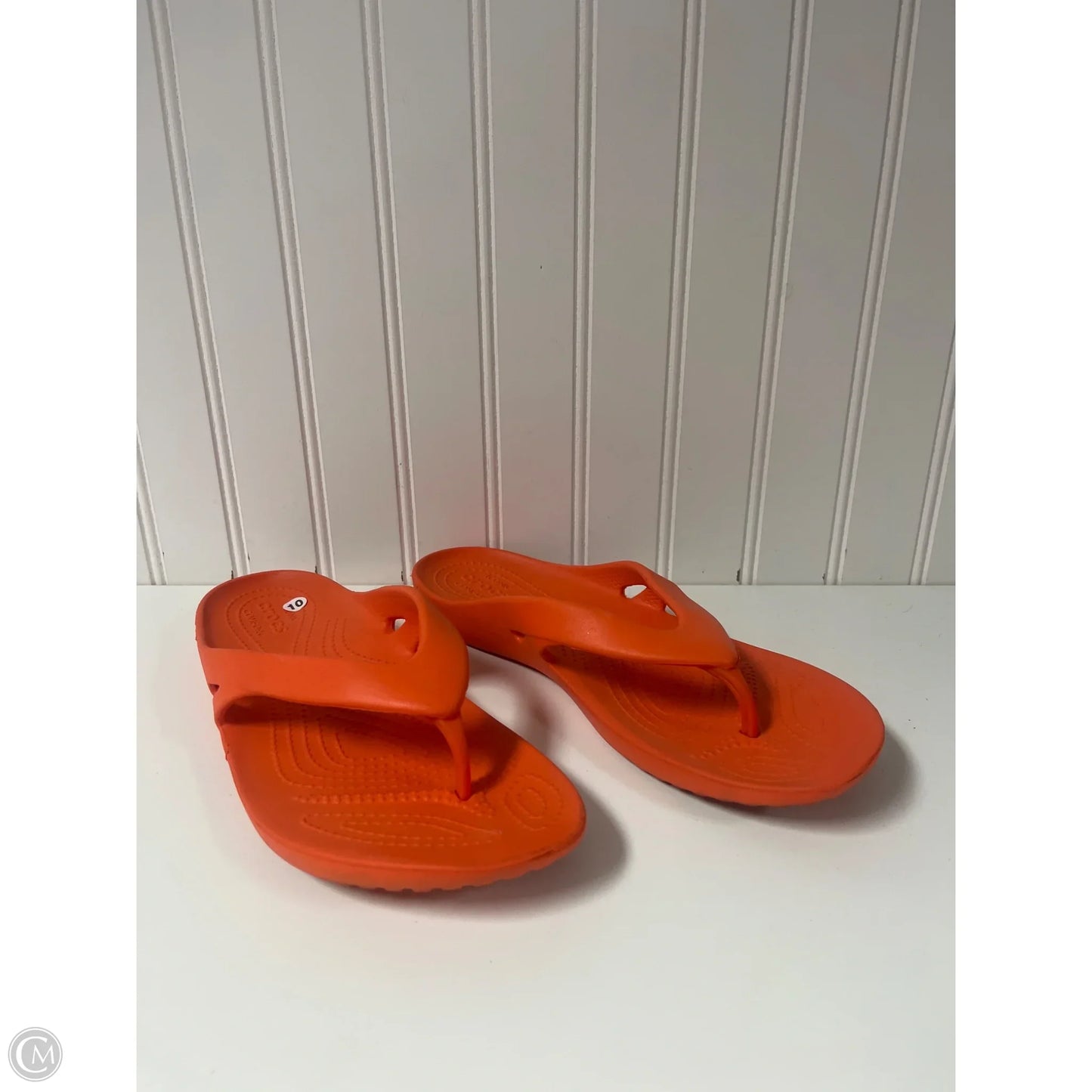 Sandals Flip Flops By Crocs In Orange, Size: 10