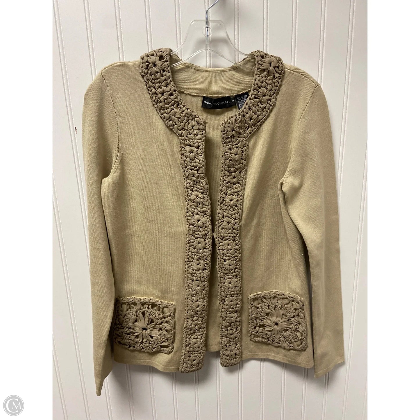 Sweater Cardigan By Dana Buchman In Beige, Size: S