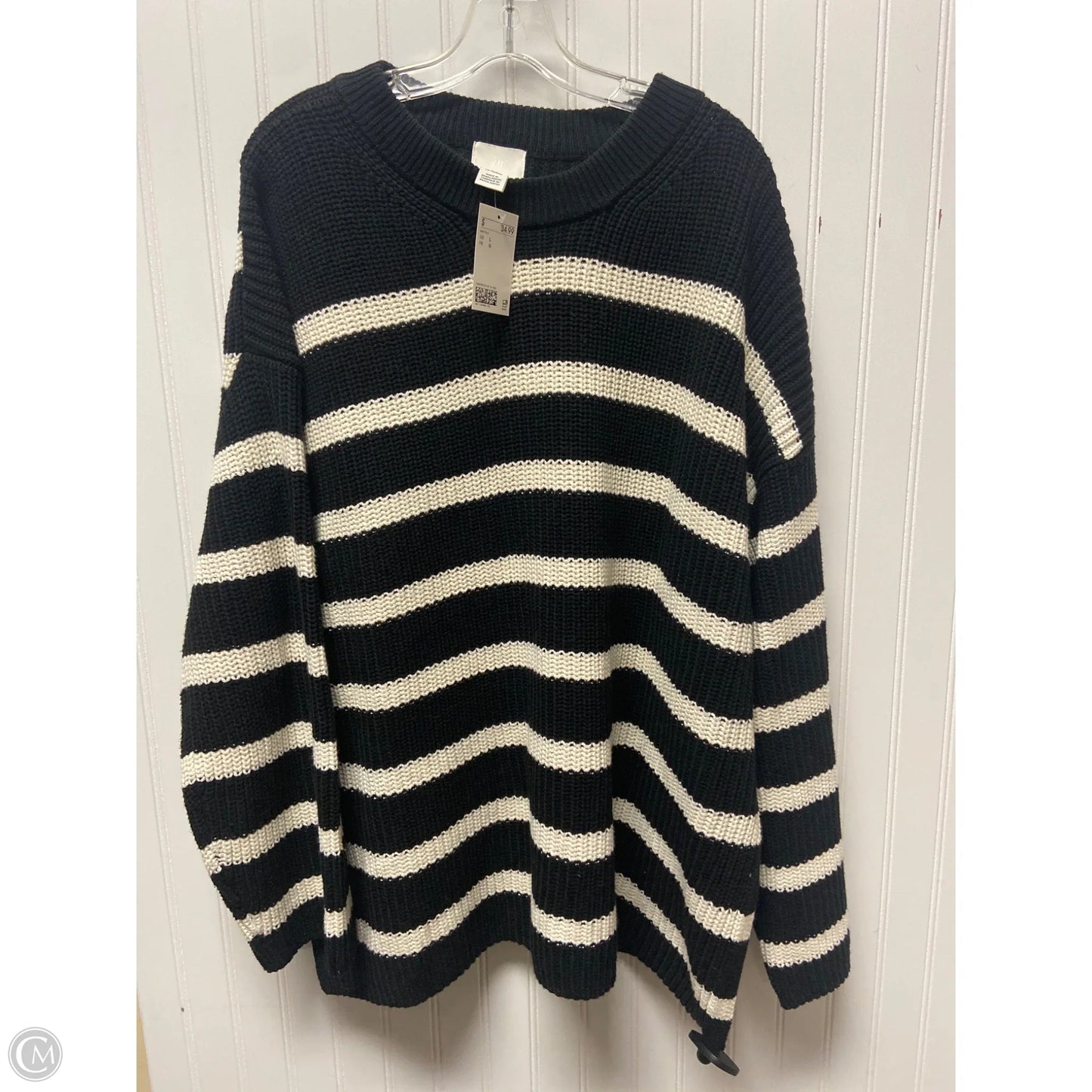 Sweater By H&m In Striped Pattern, Size: L
