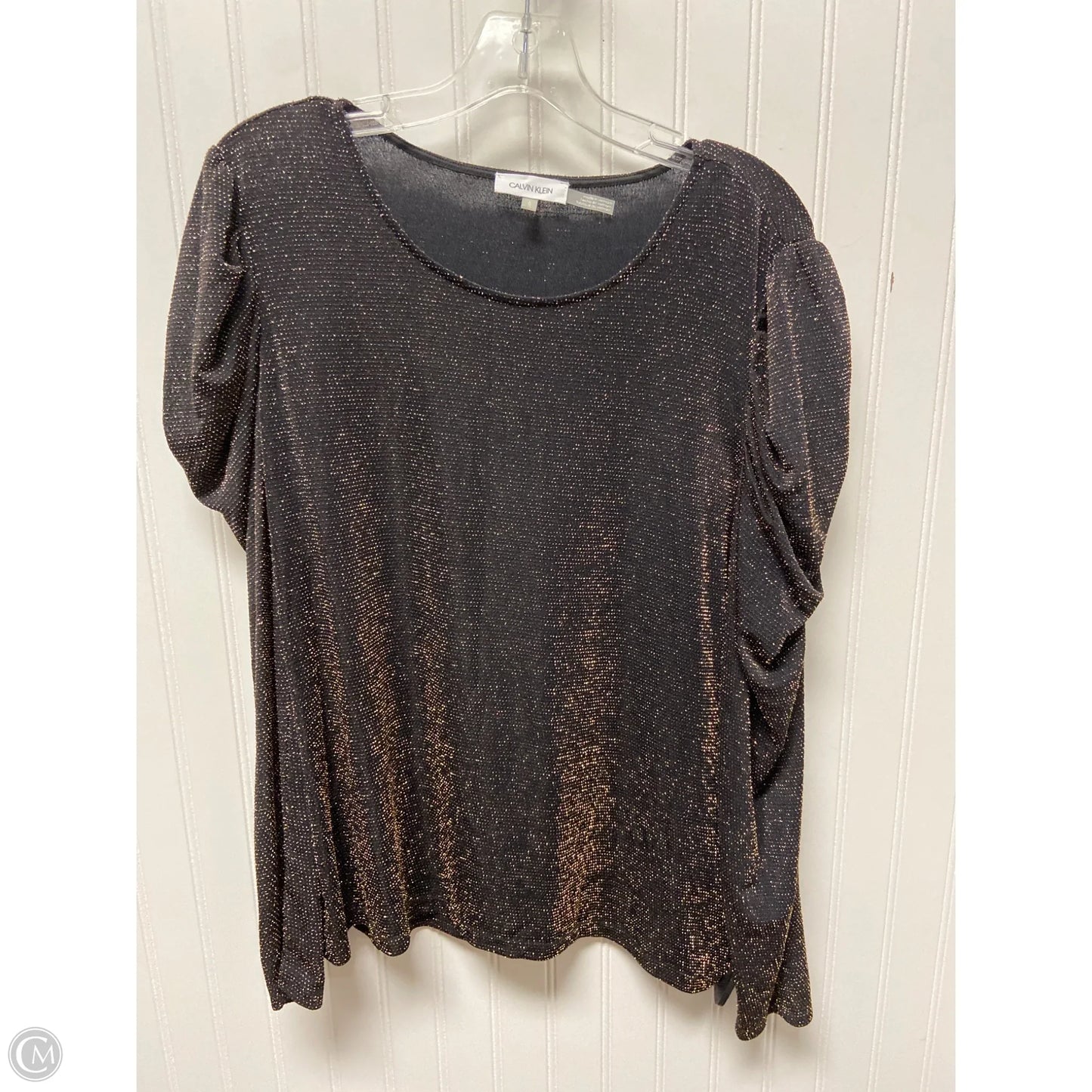 Top Long Sleeve By Calvin Klein In Black & Gold, Size: L