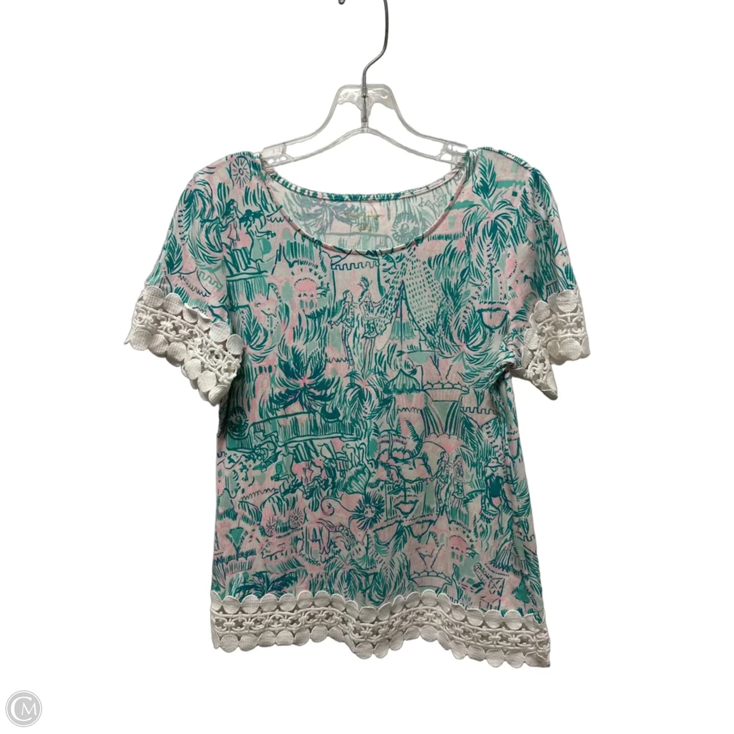 Top Short Sleeve Designer By Lilly Pulitzer In Green, Size: S