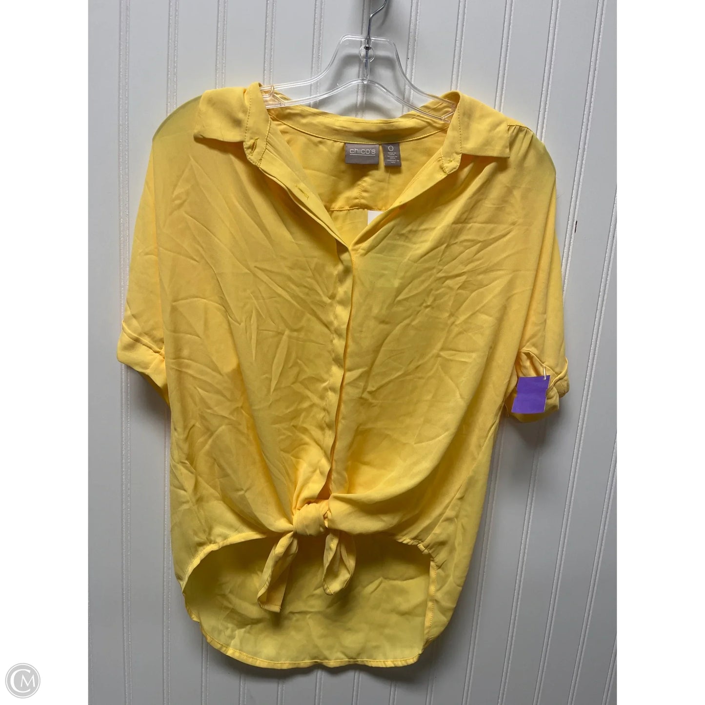 Top Short Sleeve Basic By Chicos In Yellow, Size: S