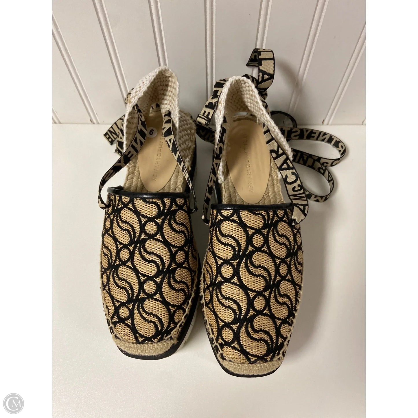 Sandals Luxury Designer By Stella Mccartney In Black & Cream, Size: 6