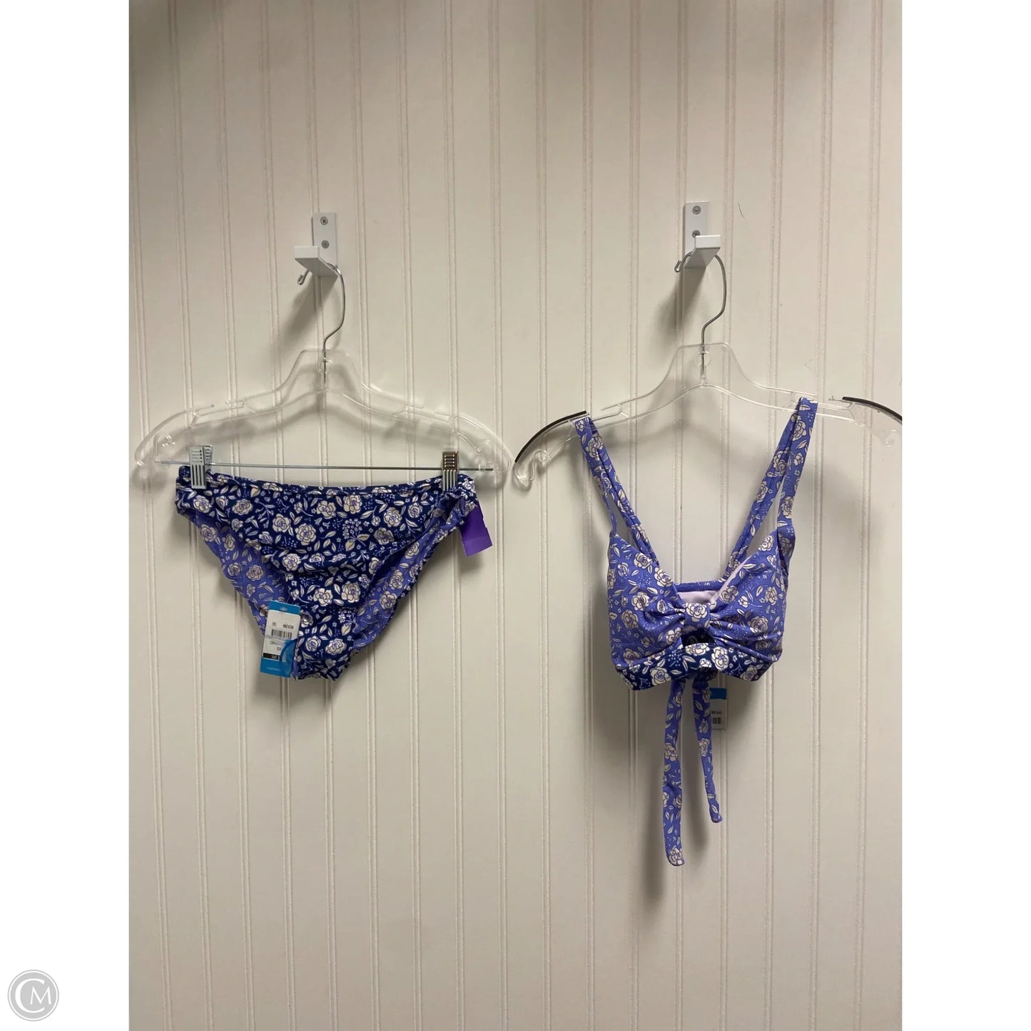 Swimsuit 2pc By Clothes Mentor In Blue & White, Size: S
