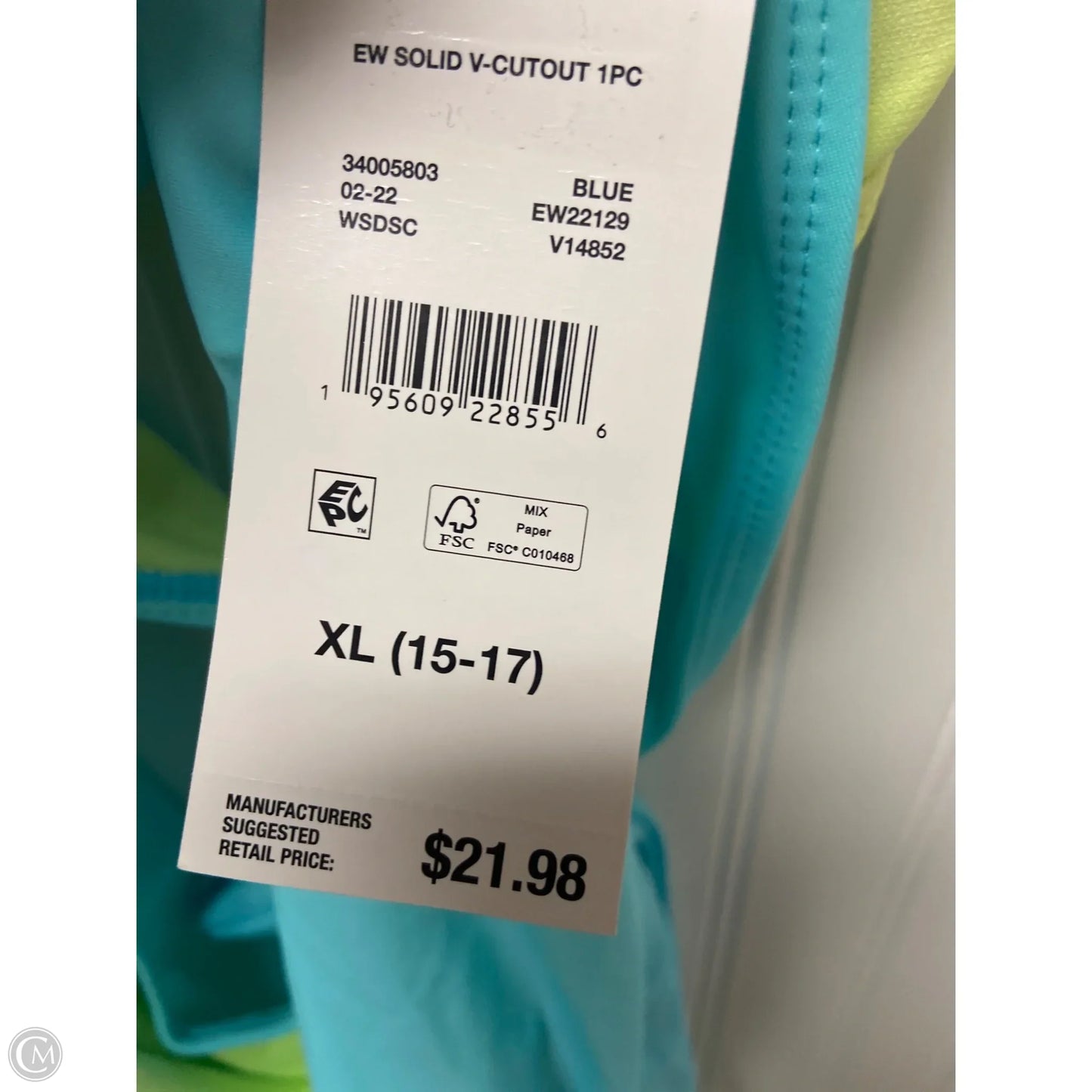 Swimsuit By Clothes Mentor In Blue & Green, Size: Xl