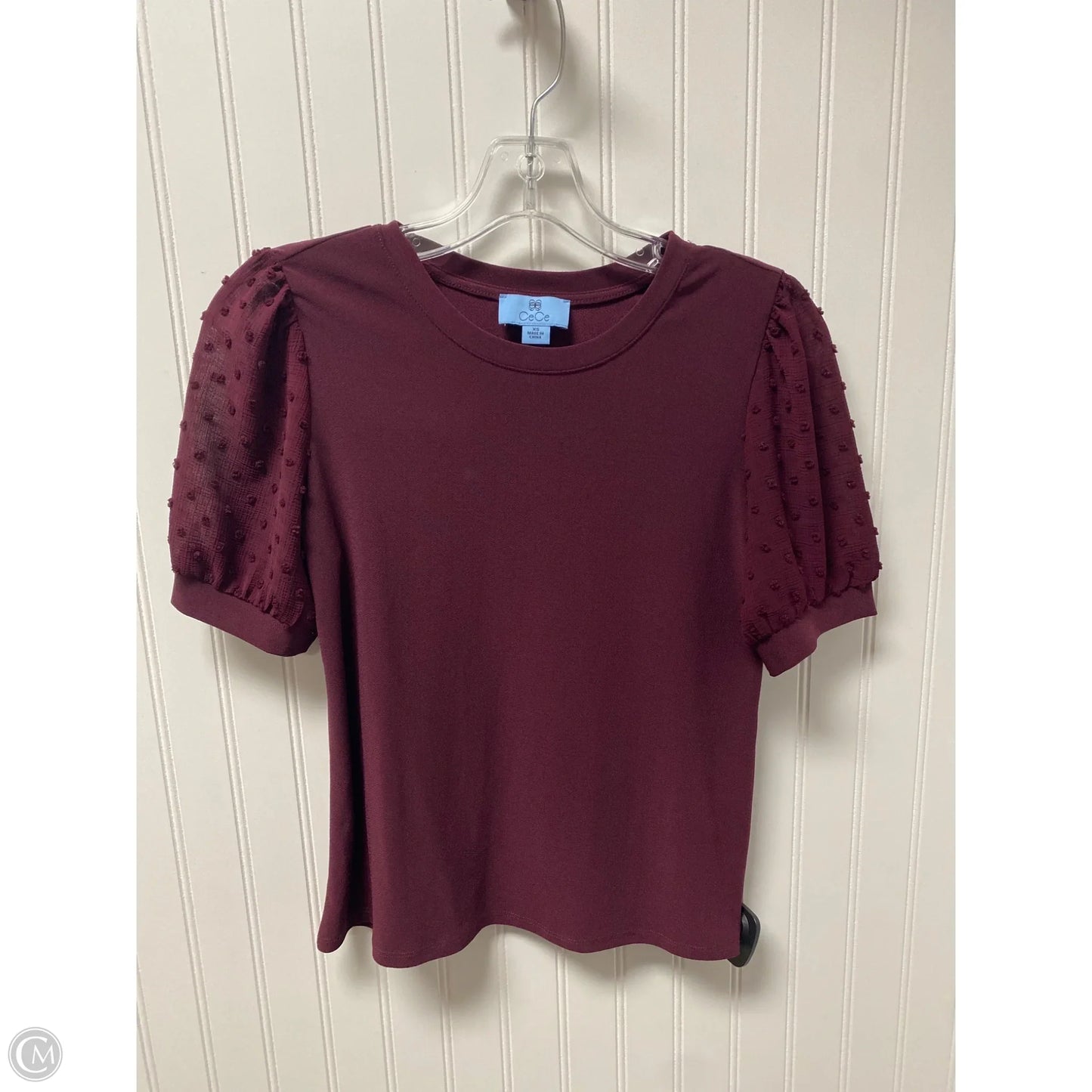 Top Short Sleeve By Cece In Maroon, Size: Xs