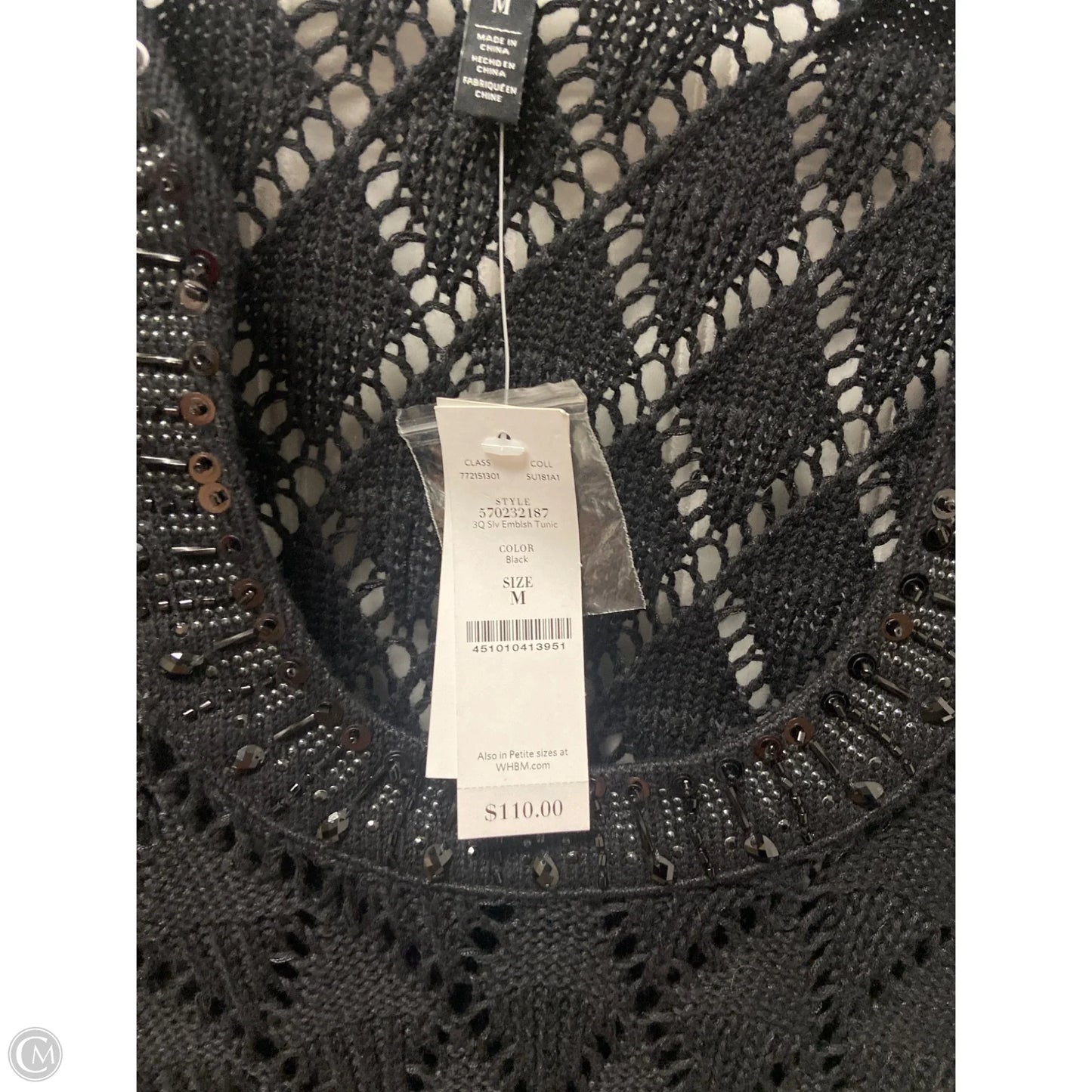 Tunic Long Sleeve By White House Black Market In Black, Size: M