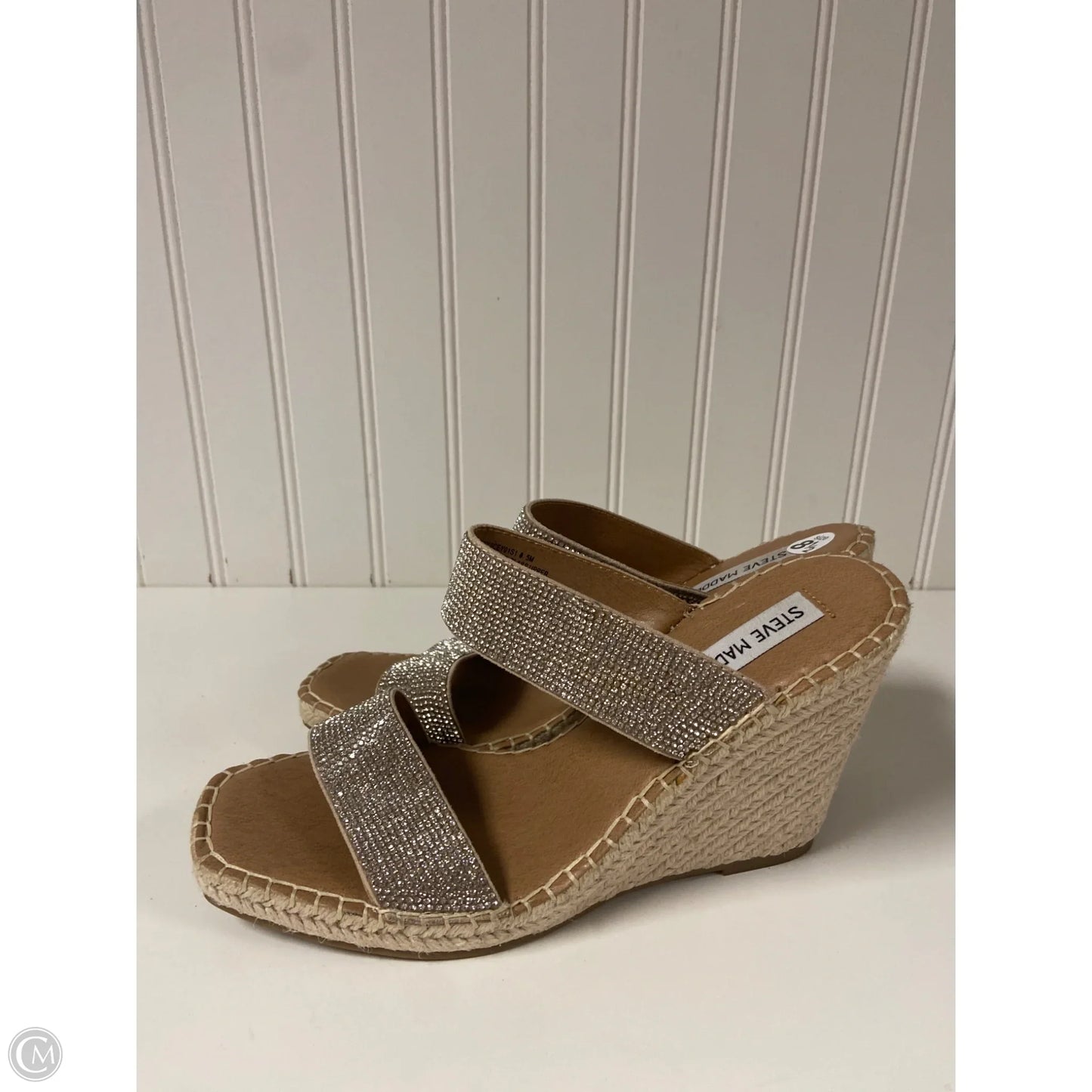 Sandals Heels Wedge By Steve Madden In Beige, Size: 8.5