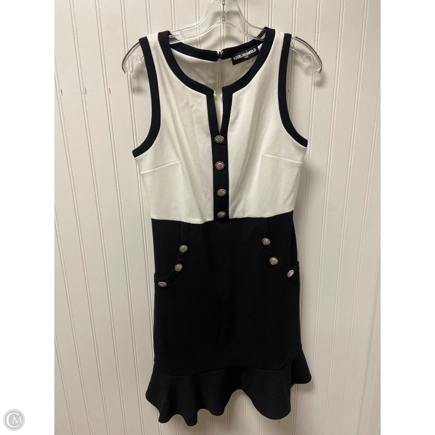 Dress Designer By Karl Lagerfeld In Black & White, Size: S