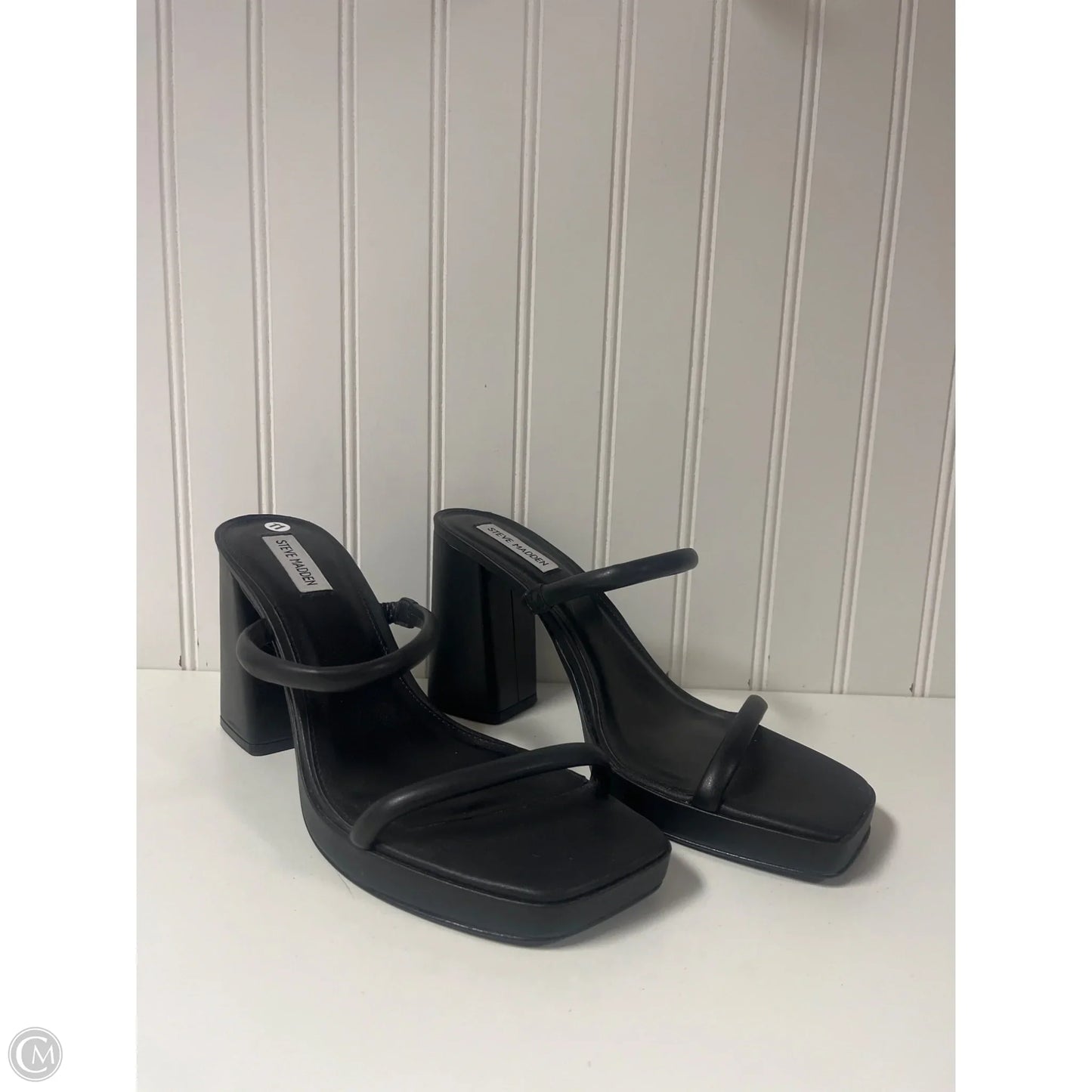 Sandals Heels Block By Steve Madden In Black, Size: 11
