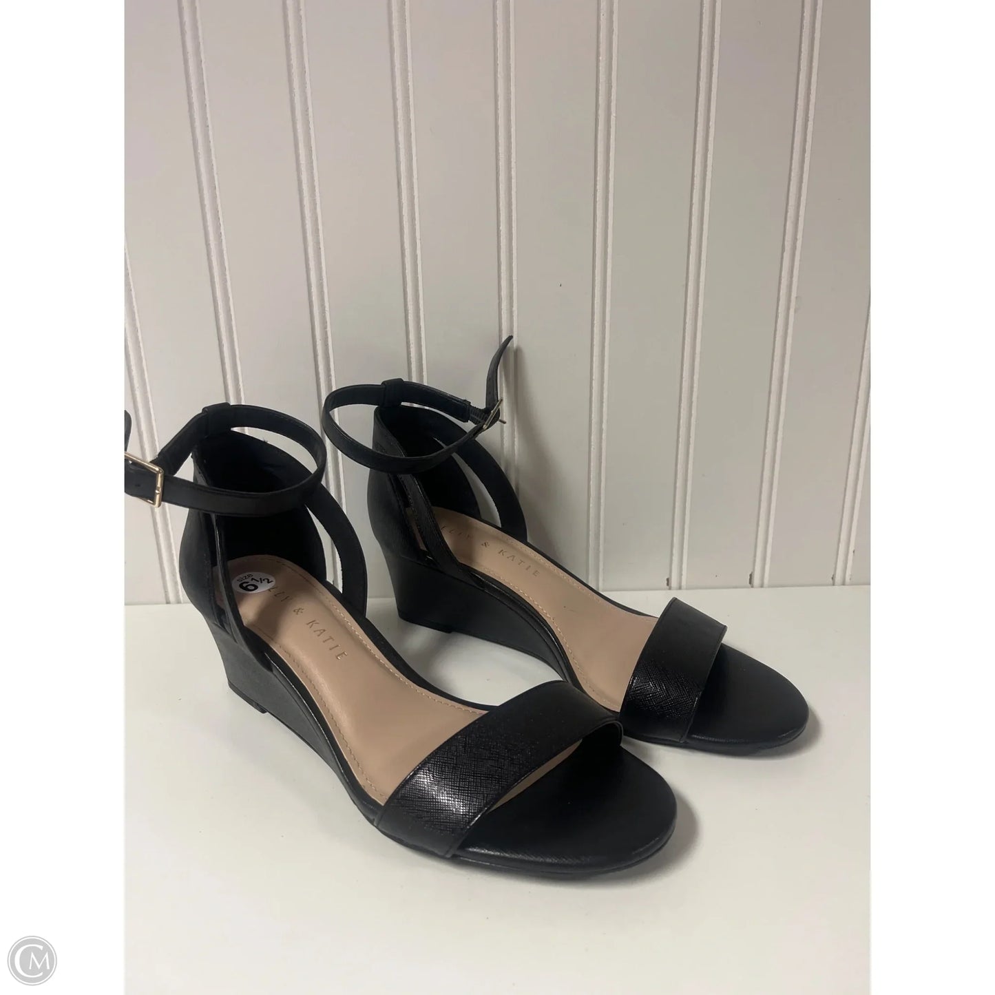 Sandals Heels Wedge By Kelly And Katie In Black, Size: 6.5