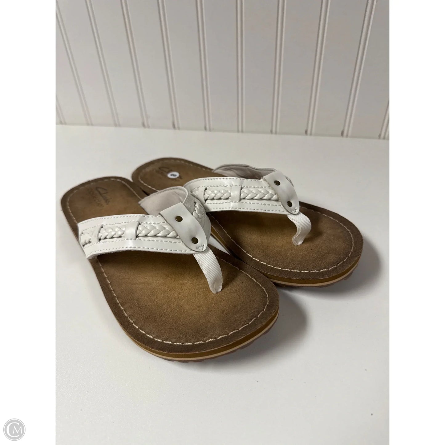 Sandals Flip Flops By Clarks In White, Size: 8
