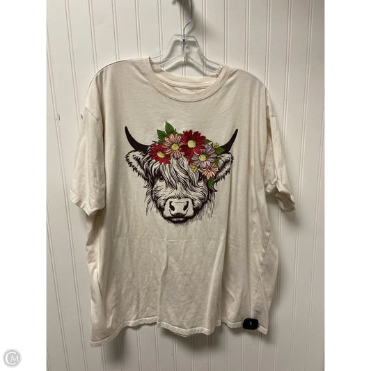 Top Short Sleeve Basic By Clothes Mentor In Beige, Size: 2x