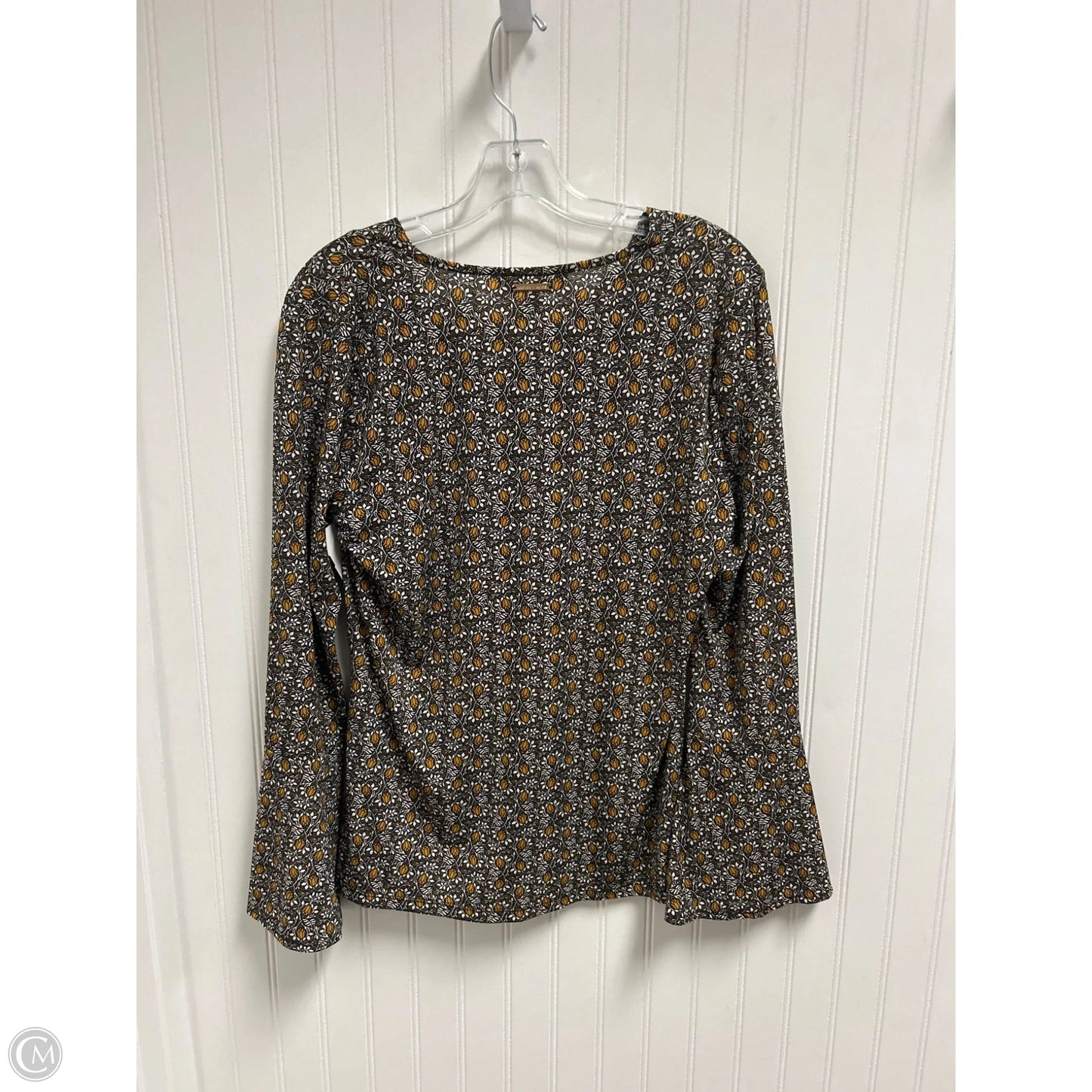 Top Long Sleeve By Michael By Michael Kors In Brown & Yellow, Size: M