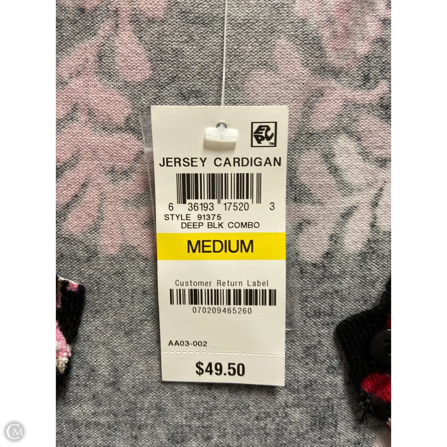 Sweater Cardigan By Karen Scott In Black & Red, Size: M