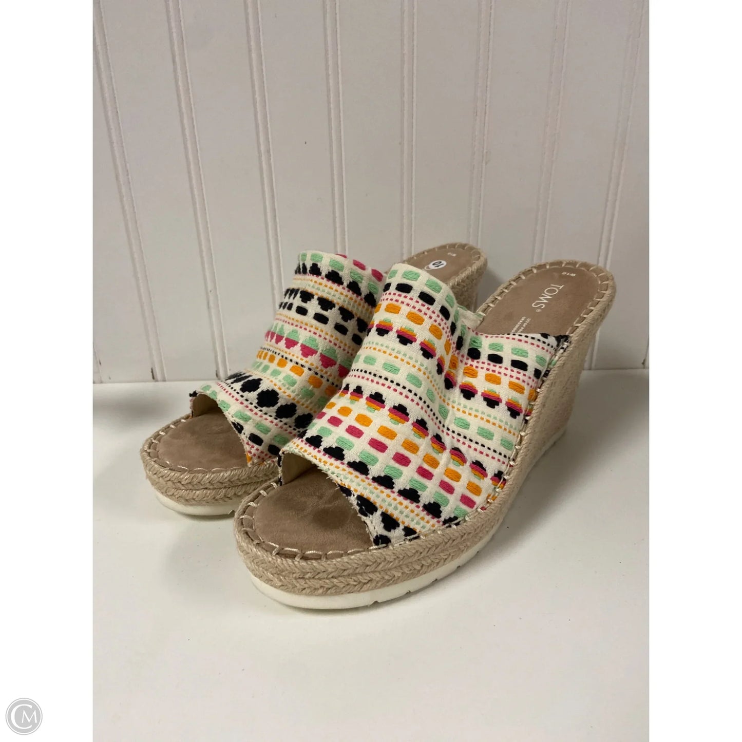 Sandals Heels Wedge By Toms In Multi-colored, Size: 10