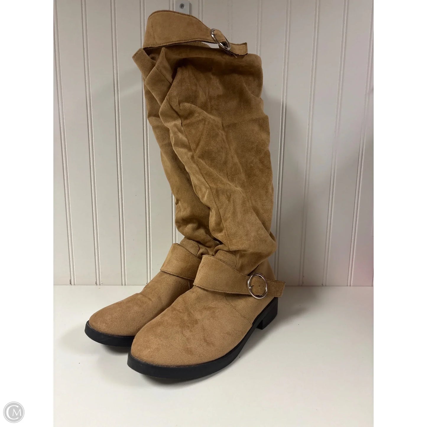 Boots Mid-calf Flats By Clothes Mentor In Tan, Size: 11