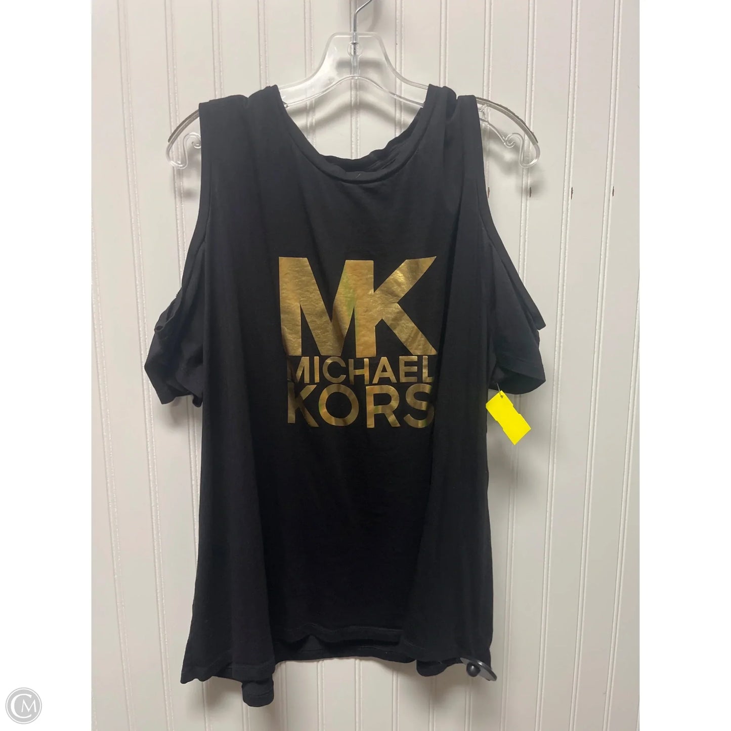 Top Short Sleeve By Michael By Michael Kors In Black & Gold, Size: 3x