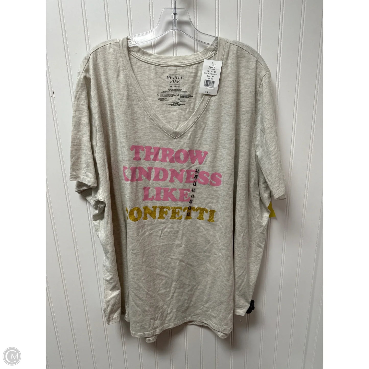 Top Short Sleeve Basic By Clothes Mentor In Grey, Size: 4x