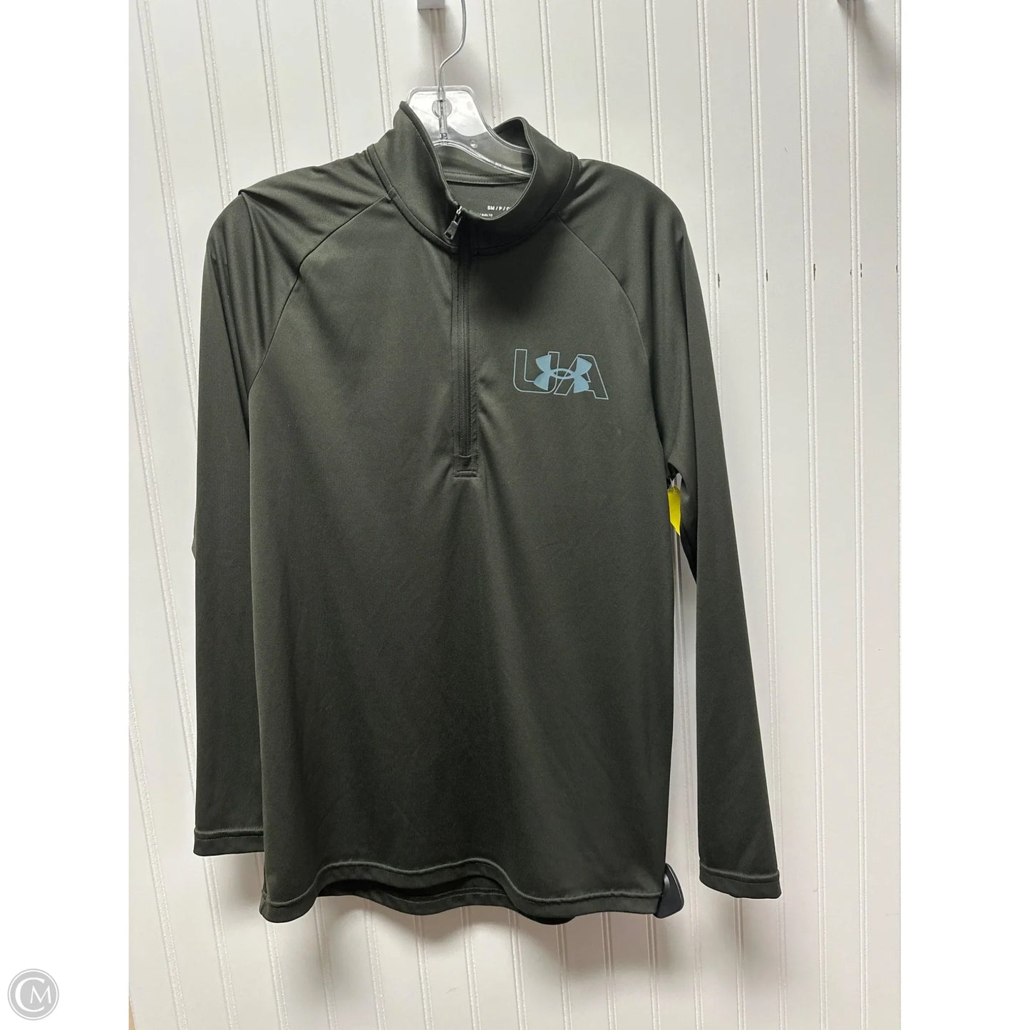 Athletic Top Long Sleeve Collar By Under Armour In Green, Size: Sp