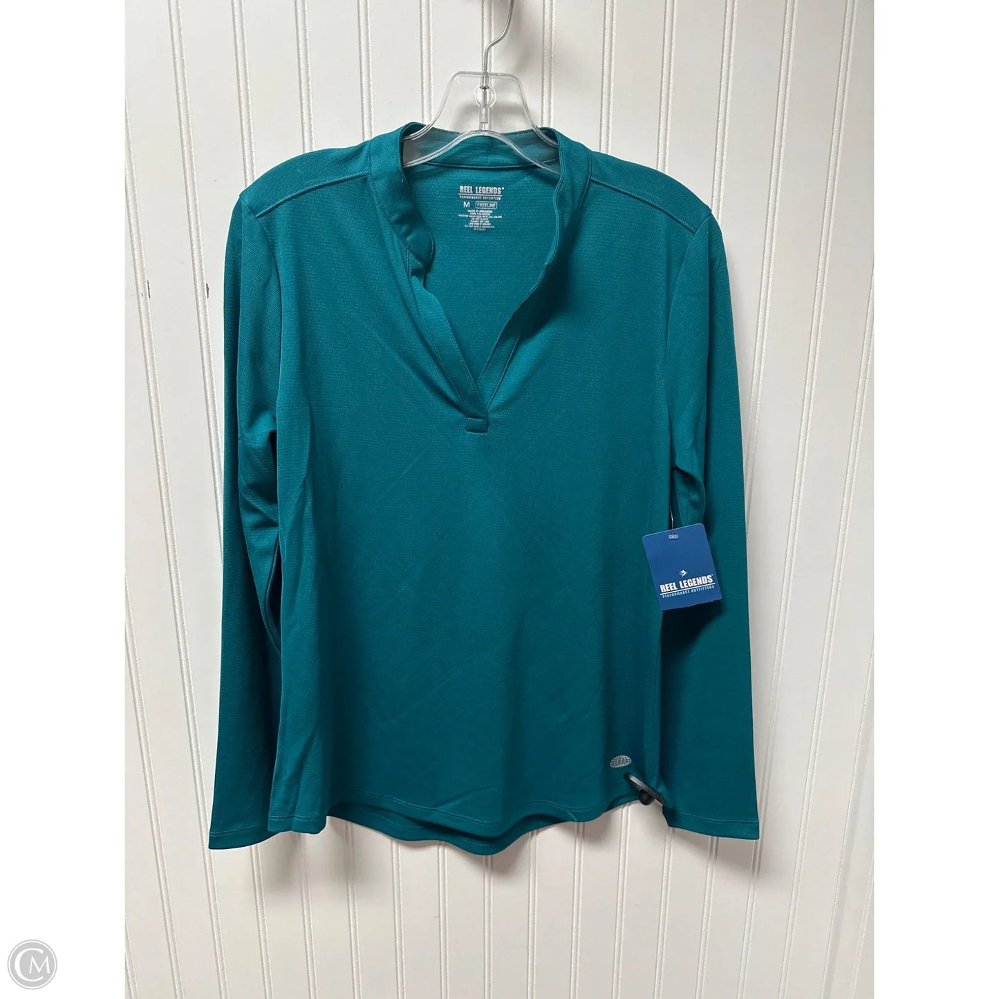 Athletic Top Long Sleeve Crewneck By Reel Legends In Teal, Size: M