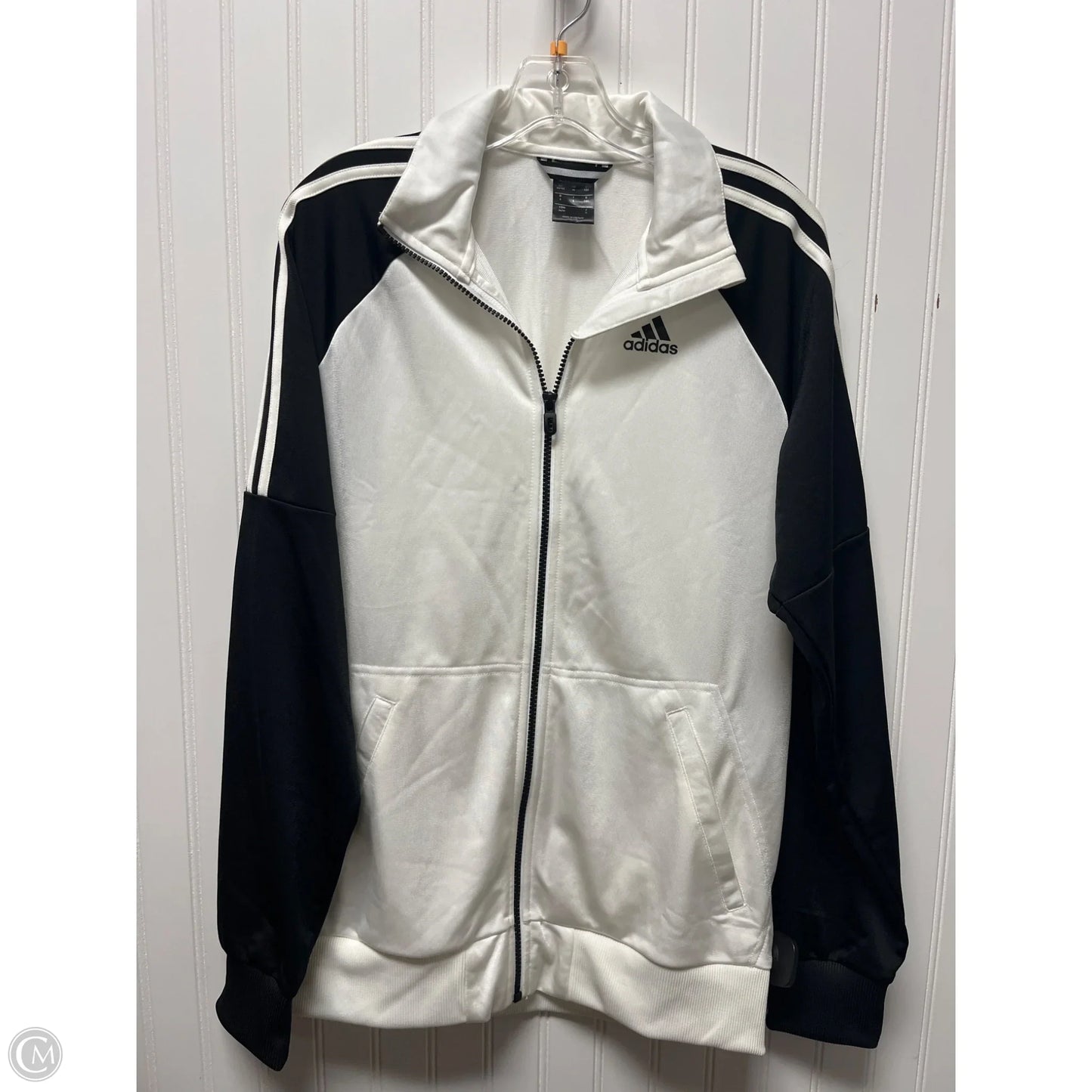 Athletic Jacket By Adidas In Black & White, Size: M