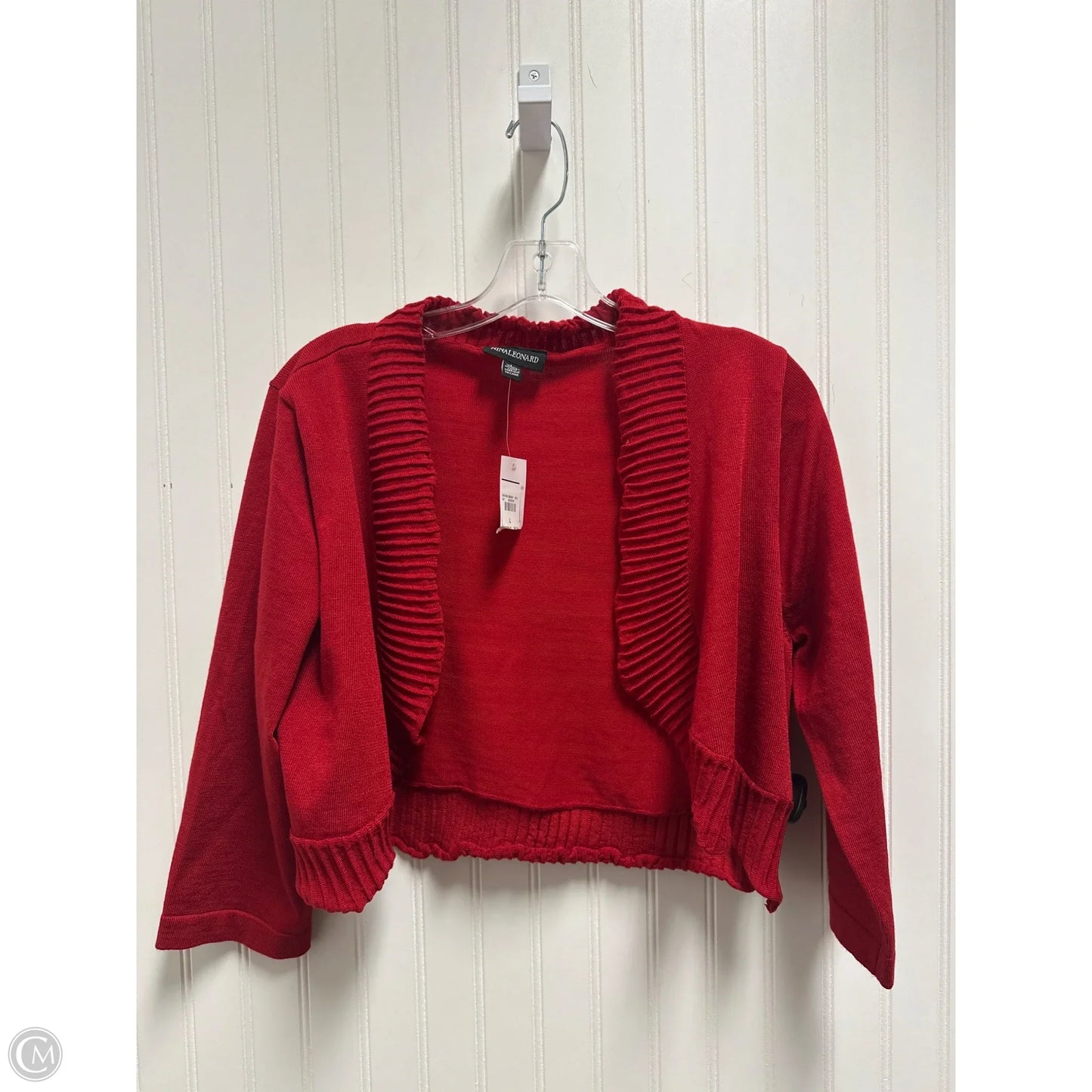 Sweater Cardigan By Nina Leonard In Red, Size: L