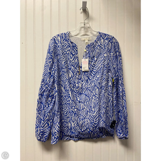 Top Long Sleeve Designer By Lilly Pulitzer In Blue & White, Size: Xs