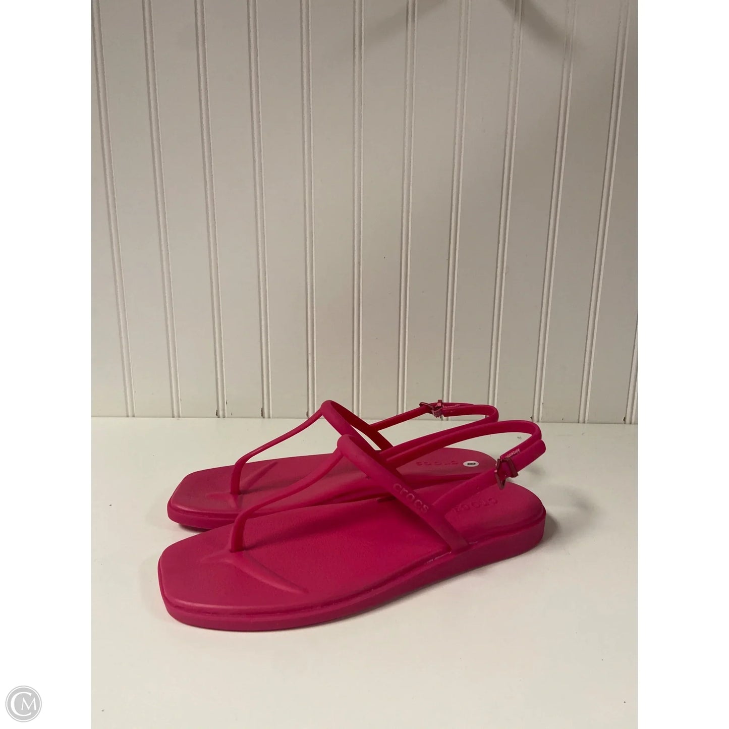 Sandals Flats By Crocs In Pink, Size: 8