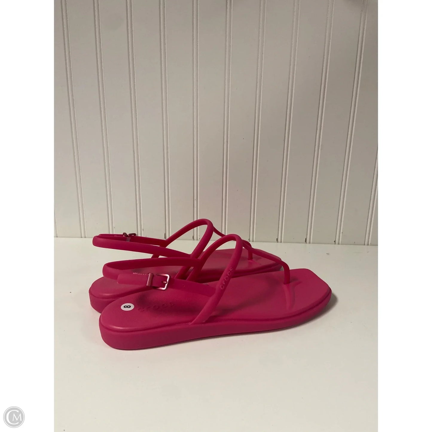 Sandals Flats By Crocs In Pink, Size: 8