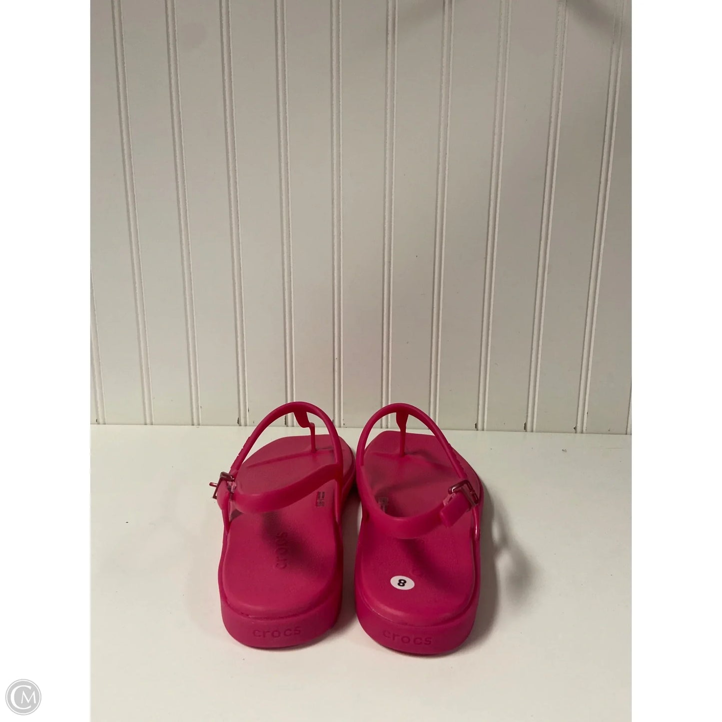 Sandals Flats By Crocs In Pink, Size: 8