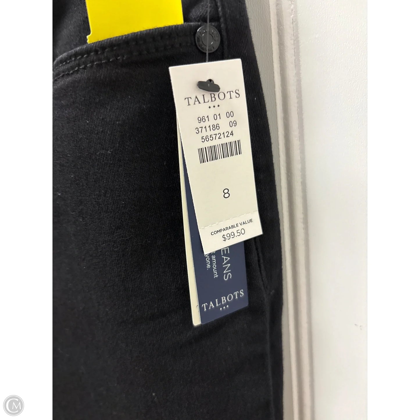 Jeans Straight By Talbots In Black Denim, Size: 8