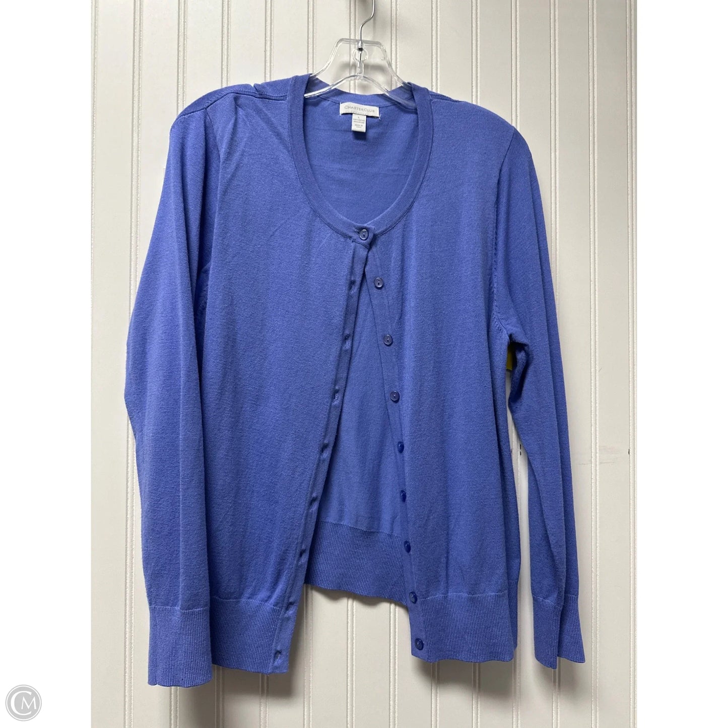 Sweater Cardigan By Charter Club In Blue, Size: L