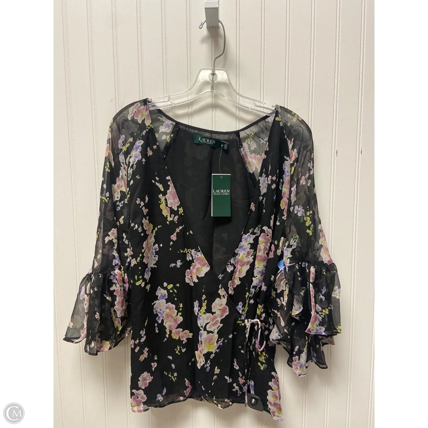 Top 3/4 Sleeve By Ralph Lauren In Black, Size: M