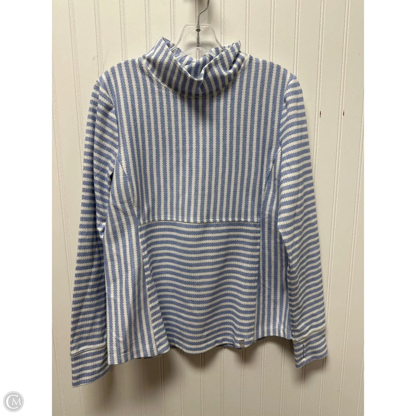 Top Long Sleeve By Talbots In Blue & White, Size: M