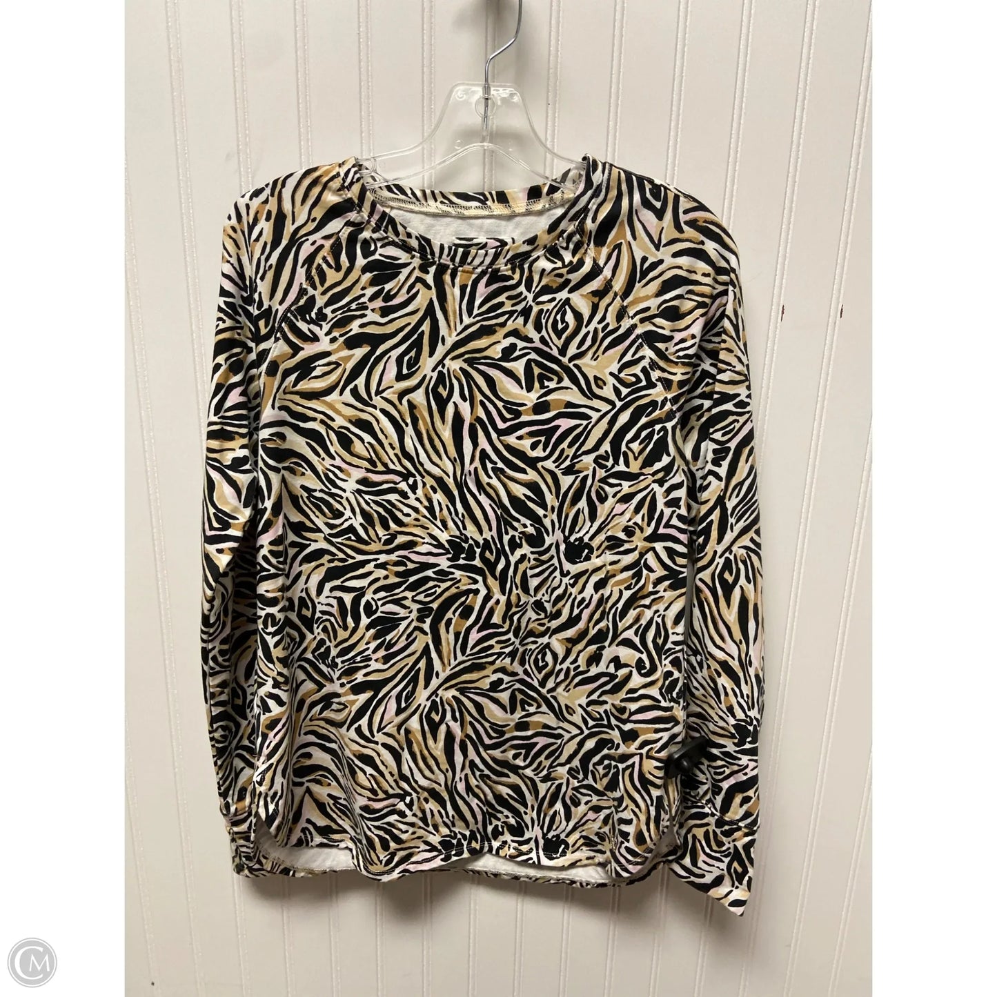 Top Long Sleeve Designer By Lilly Pulitzer In Brown & Cream, Size: S