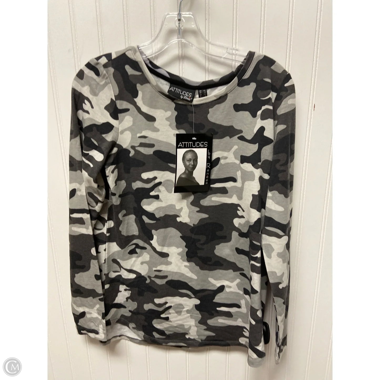 Top Long Sleeve Basic By Attitude In Camouflage Print, Size: Xs