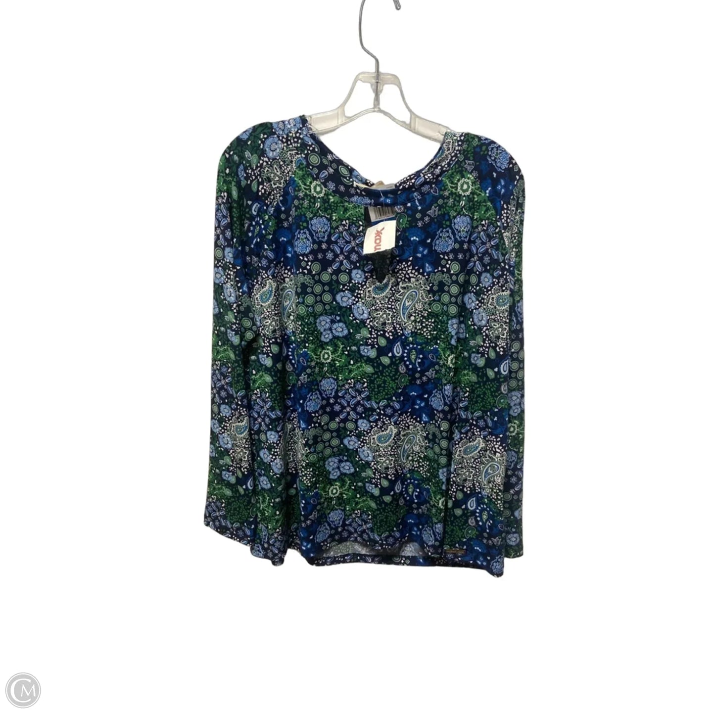 Top Long Sleeve By Michael By Michael Kors In Blue & Green, Size: Xl