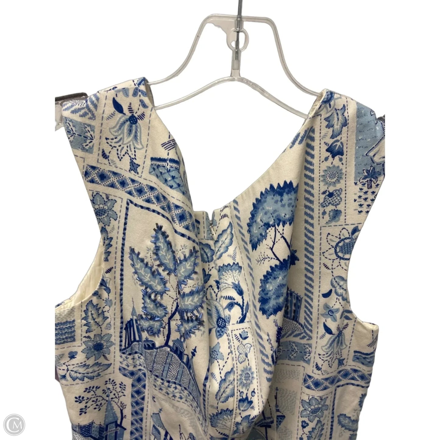 Dress Work By Maggy London In Blue & White, Size: L