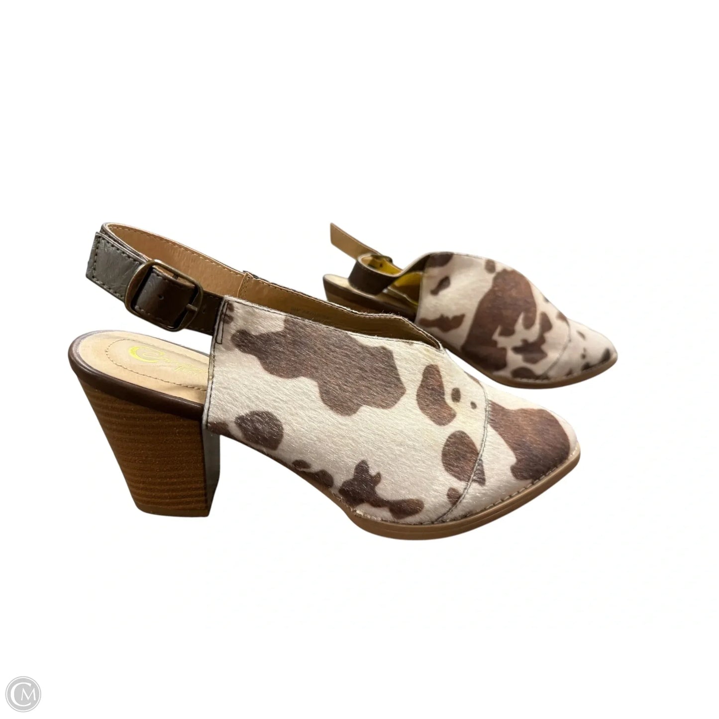 Shoes Heels Block By Clothes Mentor In Brown & White, Size: 9
