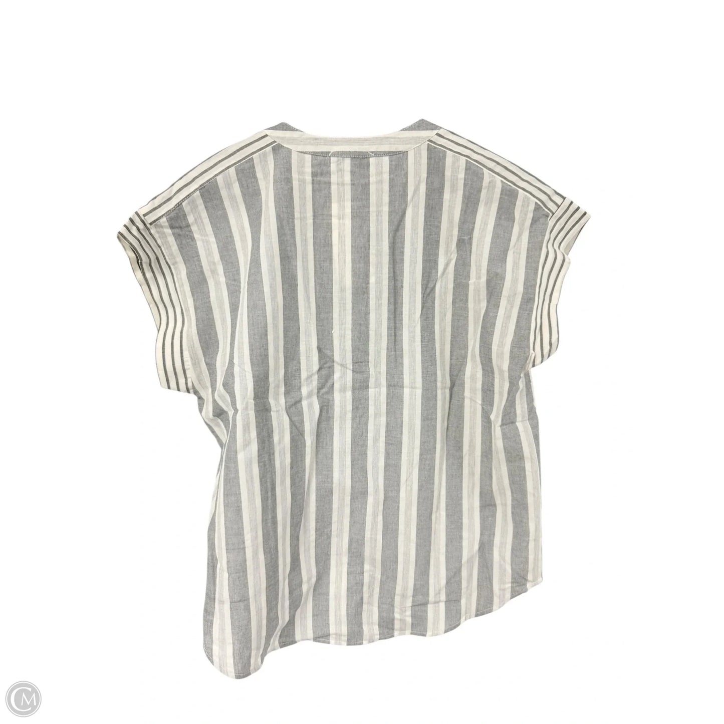 Blouse Short Sleeve By Evereve In Grey & White, Size: S