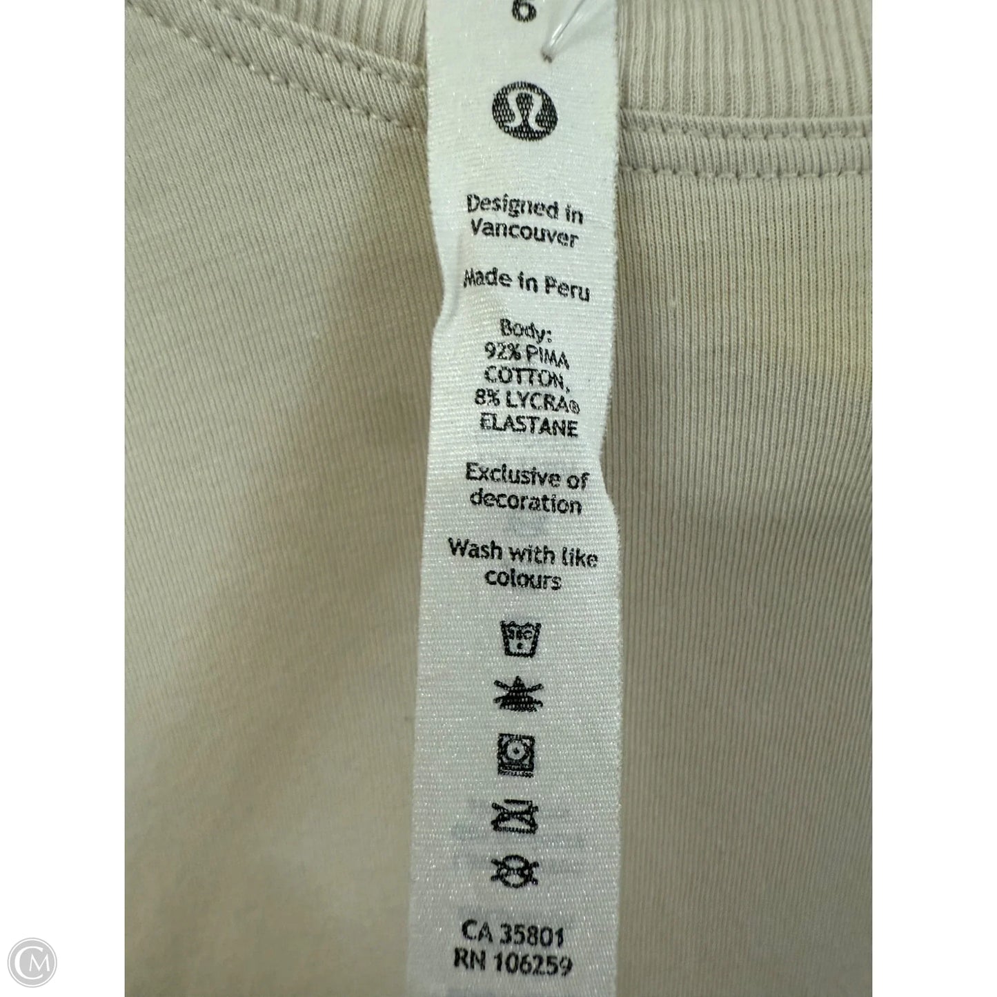 Athletic Top Long Sleeve Crewneck By Lululemon In Cream, Size: 6