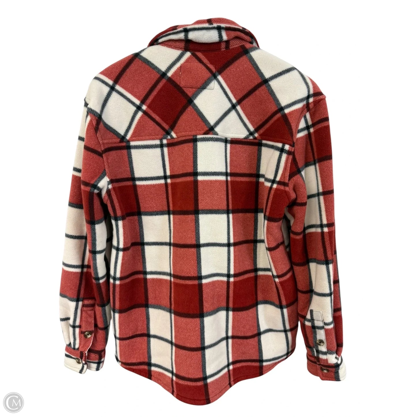 Jacket Shirt By Sage In Red & White, Size: S